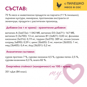 Пауч за котки My Love Adult cats  with chicken, beef 4 броя с Пилешко и телешко месо в сос